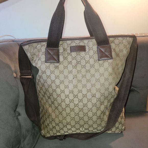Gucci Handbags - Authentic Gucci GG Canvas Brown Beige Large 2way Shoppers Shoulder Bag Tote